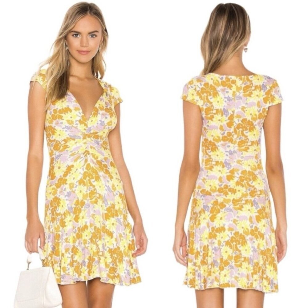 Free People Floral Print Key to Your Heart Size XS Boho Spring Romantic Dress